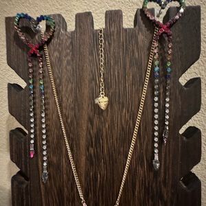 Betsey Johnson heart necklace with matching earrings